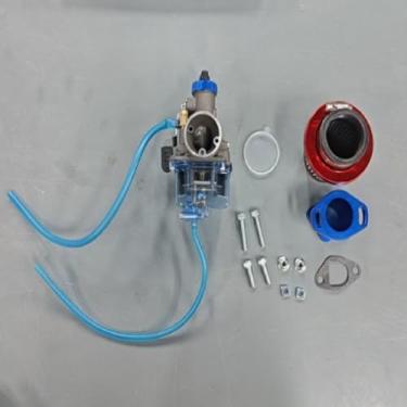 Imagem de Carburador VM22 de 26 mm e filtro de ar de 38 mm com coletor de admissão para Go Kart GX160 GX200 6,5hp motor clone para Predator 212cc 196cc para Coleman CT200U BT200X Mini Bike KT196/Azul 1002-0048