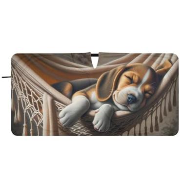Imagem de Guarda-sol de carro de cachorro beagle fofo personalizado para para-brisa bonito dobrável caminhão carro janela persianas guarda-chuva de para-brisa frontal, 81 cm x 157 cm