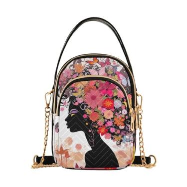 Imagem de Bolsa tiracolo feminina Christmas Cookie pequena, transversal com alça, bolsas transversais elegantes para viagens, Meninas com flor - 4, One Size