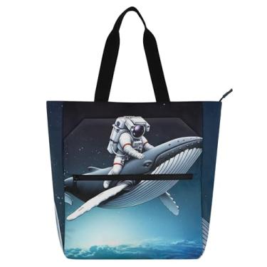 Imagem de GAIGEO Bolsa feminina divertida de trabalho de lona para escola de praia e praia, bolsa reutilizável com compartimentos