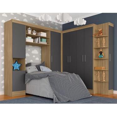 Imagem de Guarda Roupa Modulado Solteiro Andrea Boreal/grafit - Móveis Arapongas Boreal/grafite