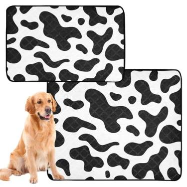 Imagem de Almofadas de xixi para cães, brancas e pretas, almofadas reutilizáveis para xixi para gatos, absorventes para filhotes, tapetes impermeáveis para gaiola de cachorro, fofo, médio + grande, conjunto de