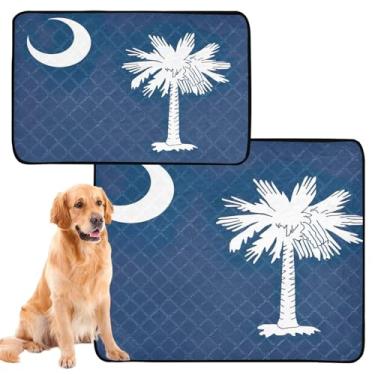 Imagem de TSENQUE Almofadas de xixi com bandeira do estado da Carolina do Sul, lavável, reutilizável, tapete para gatos de estimação, tapete de caixa de cachorro fofo, impermeável, absorventes e absorventes
