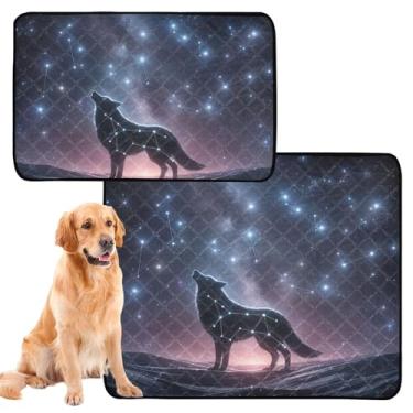 Imagem de TSENQUE Wolf Zodiac Constellation Tapete reutilizável para animais de estimação lavável almofadas de xixi para cães tapetes impermeáveis antiderrapantes absorventes de penico para filhotes, pequeno x