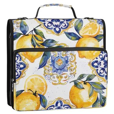 Imagem de Fichário organizador amarelo limão aquarela, fichário com zíper, fichário escolar 3 anéis