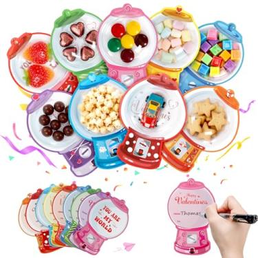 Imagem de bomis Pacote com 36 cartões de dia dos namorados com design de máquina de chiclete e bolsas adesivas redondas