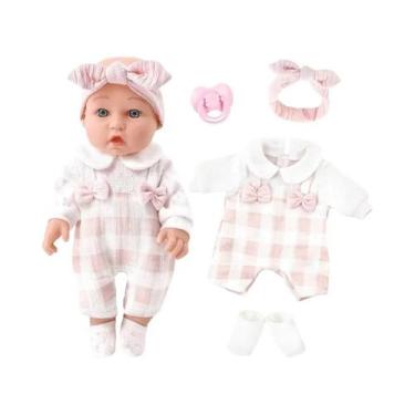 Imagem de Boneca Bebê Reborn Realista De 12 Polegadas Com Roupas Rosas, Chupeta 
