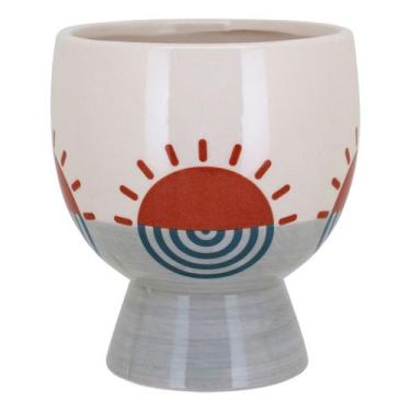 Imagem de CACHEPÔ CERÂMICA 15x13x13cm BEGE VASO DECORATIVO PLANTA - NH, Material
