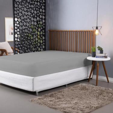 Imagem de LENÇOL KING SIZE AVULSO Com ELÁSTICO 400 FIOS CINZA - Casa Fernando