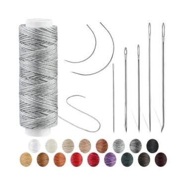 Imagem de Kit De Linha Encerada De Couro 32 Jardas Com Agulhas De Costura Manual