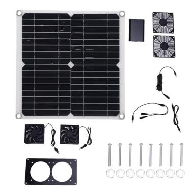 Imagem de 12W 18V Kit de ventilador de exaustão duplo movido a energia solar 43,4Cfm Ventilador de painel solar para galinheiros, estufas, galpões, casas de animais de estimação