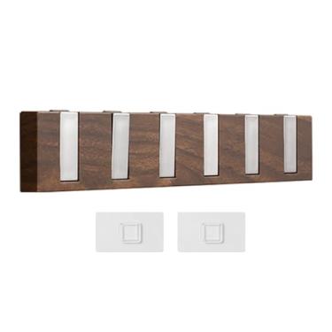 Imagem de Yosoo Rack de Gancho de Porta, Cabide Adesivo Montado na Parede Resistente Com Ganchos de Silicone Antiderrapantes, para Pendurar Casacos, Bolsas, Lenços na Entrada do Quarto (Cor Nogueira)