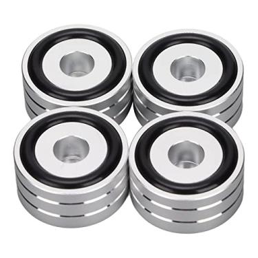 Imagem de Estink Pés de Isolamento de Alto-falante, 4 PCS 7075 Suporte de Ponta de Liga de Alumínio de Aviação Com Anel de Absorção de Choque de Borracha para Amplificador DAC Toca-discos (SILVER)