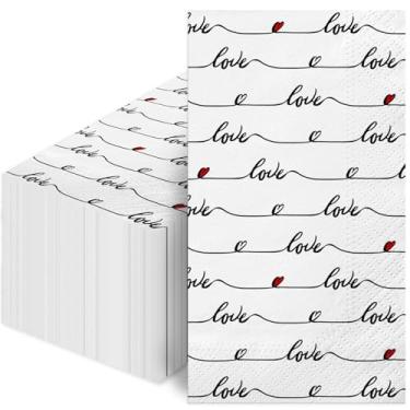 Imagem de Guardanapos descartáveis em formato de coração com 100 unidades - toalhas de papel para jantar e banheiro para festas, artigos de casamento