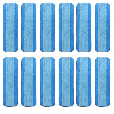 Imagem de AmaVins Pacote com 12 almofadas de limpeza de microfibra para esfregão Bona, almofadas reutilizáveis de microfibra para esfregão de 45 cm, almofadas de limpeza de substituição de piso de madeira