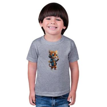 Imagem de Camiseta Masculina Infantil Cat Studio, Cinza claro, 4