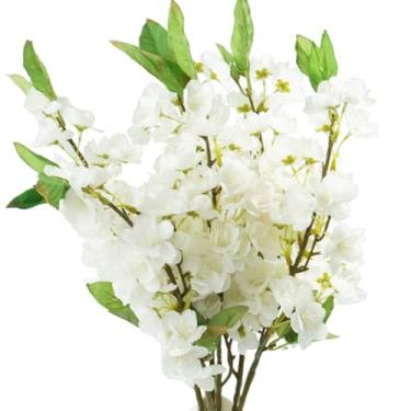 Imagem de Bairdish 6 ramos artificiais de flor de cerejeira para decoração interna de primavera, verão, flores de cerejeira falsa, flor de pêssego falsa para casamento, escritório, festa, casa, mesa, decoração