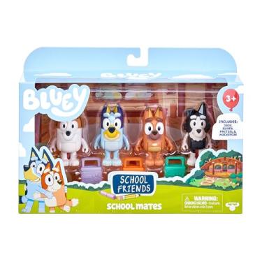 Imagem de Bluey School Mates Figurine Toys Pack of 4, Articulated Jack, Pretzel, and Mackenzie Character Toys with Lunch Boxes, Action Figures for Kids Ages 3+