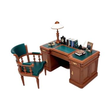 Imagem de Esquirla Conjunto de cadeiras em miniatura na escala 1:12, estilo retrô, para brincar de casinha de bonecas, modelo de poltrona para dioramas e, Cadeira E Mesa