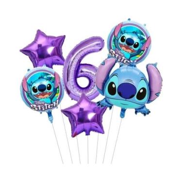 Imagem de Conjunto De Balões De Aniversário Lilo & Stitch Balão De Alumínio Foil