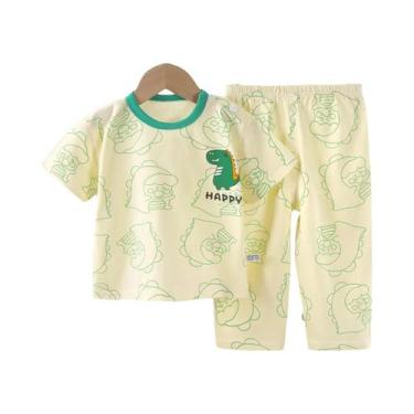Imagem de Conjunto de pijamas de bebê de verão de algodão de manga curta infanti