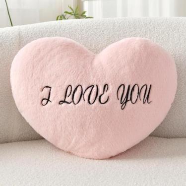 Imagem de Almofada em Formato de Coração XVTRU - Pele Sintética de Coelho Rosa