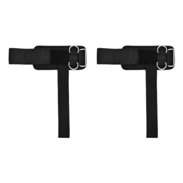 Imagem de harayaa 2x Faixas de pulso para levantamento de peso, equipamento de fitness portátil com anéis duplos em D para exercícios de levantamento de peso e terra, Preto