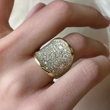 Imagem de Anel de zircônia cúbica redonda de tamanho misto para mulheres, joias de festa de noivado, 10, Latão, Zircônia cúbica