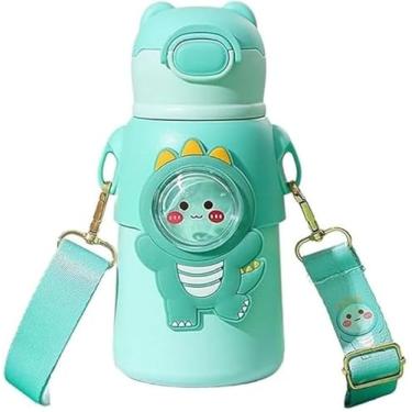 Imagem de Garrafinha C/Canudo Squeeze Infantil Garrafa Bebe Térmica Alça (Verde)