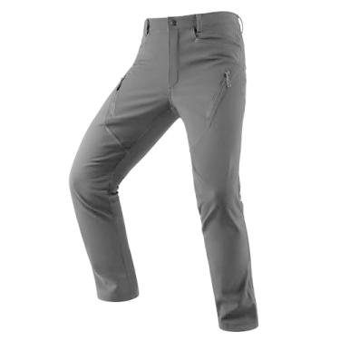 Imagem de Calça masculina KUTOOK impermeável softshell calça cargo caminhada calça com zíper bolsos para esportes de inverno, Preto, X-Large