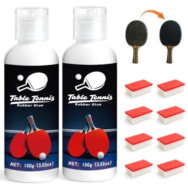 Imagem de WAN2TLK Cola de tênis de mesa de 200 ml, perfeita para montar raquete de tênis de mesa, vem com 8 esponjas para substituir facilmente a borracha de tênis de mesa
