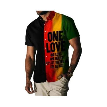 Imagem de Camisa Casual Vintage Havaiana Masculina Com Estampa Floral Arco-Íris 