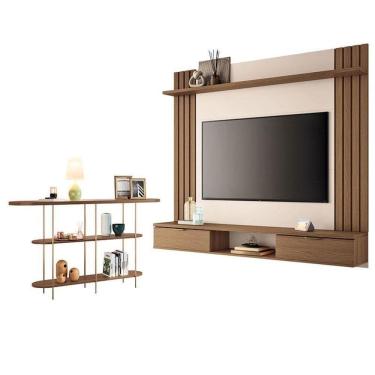 Imagem de Painel Para Tv Suspenso Solus E Aparador Infinity Castanho Off White - Hb Móveis