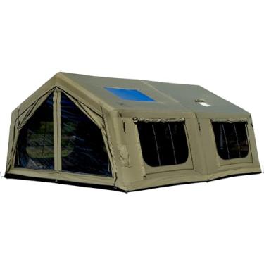 Imagem de MC TOMOUNT Tenda inflável de acampamento de 186 pés², 8 a 12 pessoas 2 quartos espaçosos, barraca de acampamento grande para família com bomba de mão, barraca de glamping de ar fácil de configurar