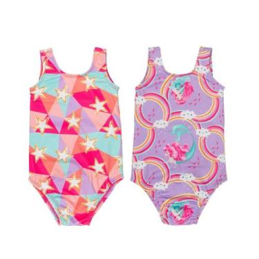 Imagem de Kit 2 Maiôs Malha Uv Menina Infantil Praia Piscina - Fabricação Própri