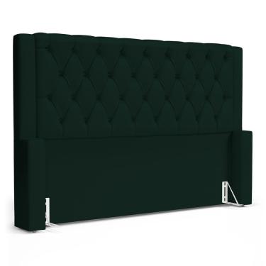 Imagem de Cabeceira Atena Para Cama Box Queen Size 160cm Capitonê Com Frame Veludo Verde Escuro - Abmaza