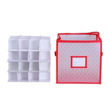 Imagem de Fenteer Caixa Organizadora de Enfeites de Natal à Prova de Poeira, com Suporte para Bolas de Natal.