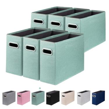 Imagem de ComfortKeeper 6 pacotes de organizador de arquivos tamanho carta, organizador de pastas de arquivo, caixa de armazenamento de tecido, organizador de papel dobrável com alça de metal, trilhos de PVC