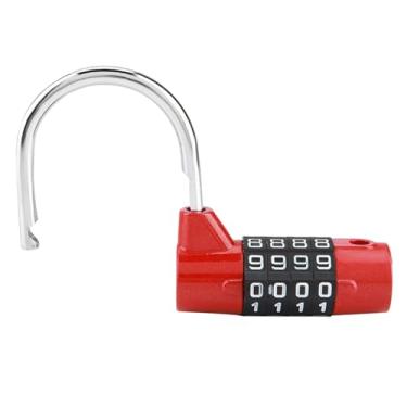 Imagem de Generic Bloqueio de Senha de Segurança para Mala de Viagem, Cadeado de Combinação Com Código Reconfigurável, Bloqueio de 4 Dígitos para Caixas de Ferramentas, Armários, Liga de Zinco (Vermelho)