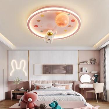Imagem de Luminária de teto interna com desenho animado, estilo restaurante, LED, dimerizável, para quarto infantil, com cúpula de vidro em formato de planeta, temperatura de cor de 3000K a 6500K, ide
