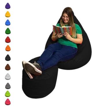 Imagem de Puff Pera Almofadão Com Apoio Para Pés Cheio Enchimento Sala - Mercadã