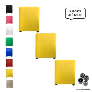 Imagem de Kit 3 Pufs Puff Banqueta Quadrado Decorativo Casa - Mercadão dos Puffs