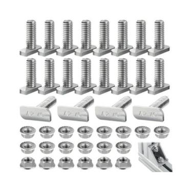 Imagem de Parafusos T De Aço Inoxidável M8 40 Peças Com Cabeça Quadrada E Flange