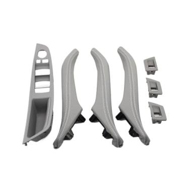 Imagem de 7 pçs motorista da mão esquerda lhd interior do carro esquerda direita puxador da porta de couro conjunto conjunto Compatível com bmw série 5 f10 f11 523i 525i 528i(A Gray-7PCS)