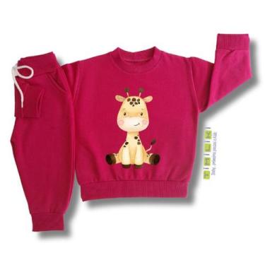 Imagem de Conjunto de Moletom Bebê Infantil inverno Unissex Zoo Girafa - Timilik