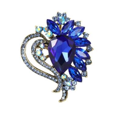 Imagem de Broche De Flor Com Strass Unissex Para Mulheres, Alfinetes De Moda Em 