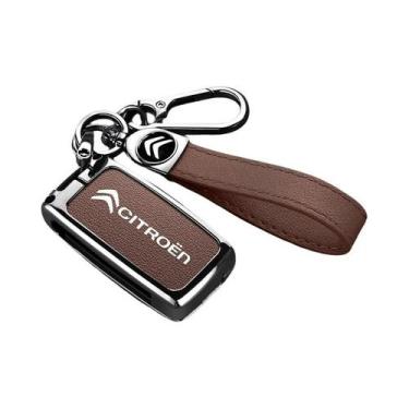 Imagem de Capa De Chave De Carro Em Liga De Alumínio E Couro Para Citroen C1 C2 