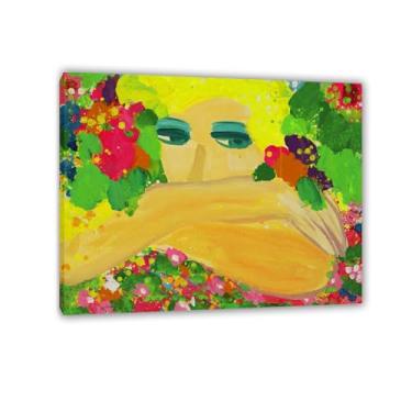 Imagem de Walasse Ting Impressão de arte em tela Where is the Mr Ting Rooster Famosa Floral Figura Feminina Reprodução Colorida Grande Decoração de Parede para Quarto Moldura de 80 x 60 cm (31 x 24 polegadas)