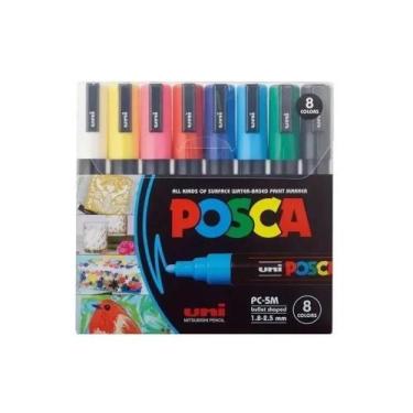 Imagem de Estojoojo Caneta Uni Posca Pc 5m com 8 Cores Uniball
