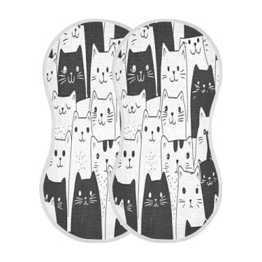 Imagem de STAYTOP 2 peças de panos fofos para arrotos de gato de desenho animado - panos para arrotar para bebês meninos meninas e toalha de recém-nascido, panos grandes absorventes para arrotar